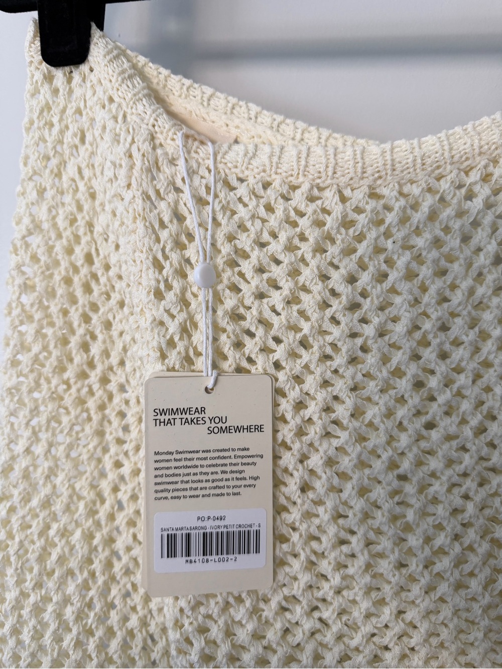 NWT Monday Swimwear Santa Marta Sarong in Ivory Petite Crochet - Size Small - Picture 7 of 9